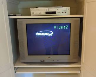23 Inch Sanyo CRT TV, Samsung VHS DVD Combo Player, Samsung TV
