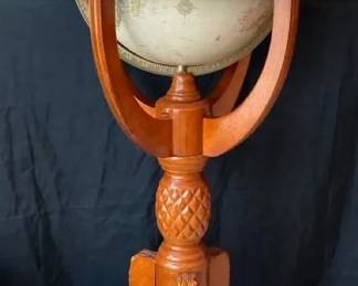 Standing Globe with Pineapple Carved Pedestal