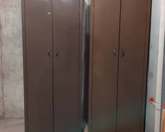 Pair of Brown Metal Wardrobes