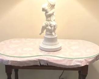 Antique Dressing Table with White Eyelet Skirting