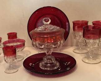 TiffinFranciscan Ruby Red Kings Crown Cristal DArques Diamond Star