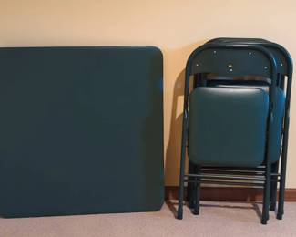 Emerald Green Folding Card Table and Chairs