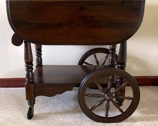 Vintage Colonial Style Drop Leaf Tea Cart
