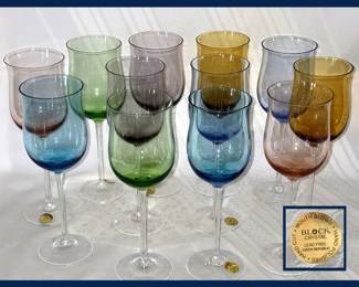 Block Mouth Blown Stemware; Some with Original labels