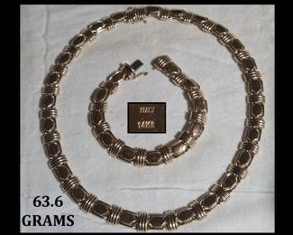14K Gold Necklace and Matching Necklace Weighing 63.3 Grams in Total
