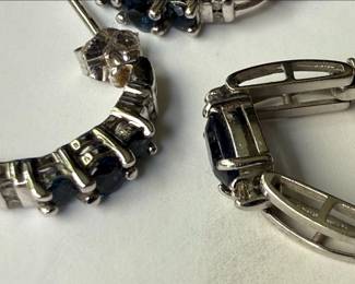 14k White Gold Sapphire and Diamond Jewelry Suite