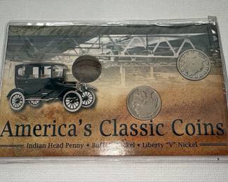 First Commemorative Mint America's Classic Coins Set: Indian Head Penny, Buffalo Nickel, and Liberty V Nickel