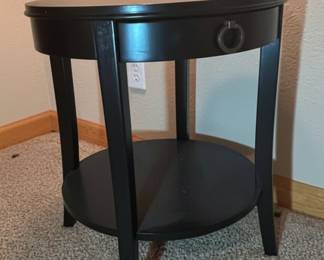 Round Black Accent Table with Drawer