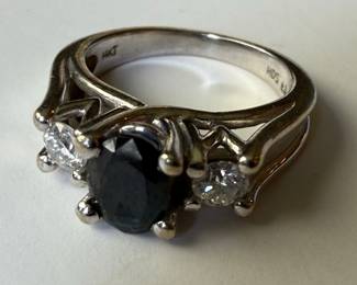 14k White Gold Sapphire and Diamond Jewelry Suite
