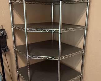 Chrome Wire Corner Shelving Unit with Wheels