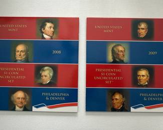 2008 and 2009 United States Mint Presidential $1 Coin Uncirculated Sets (Denver and Philadelphia)
