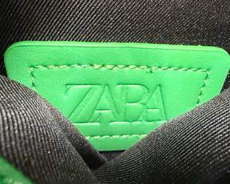 Zara Green Quilted Shoulder Bag with Chain Strap