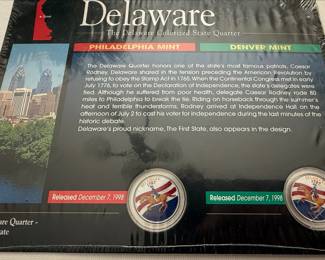 Delaware The First State Colorized State Quarter Set with COA