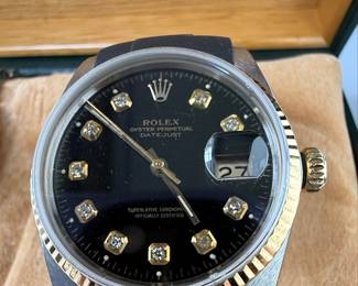 Rolex Datejust Two-Tone Watch with Black Diamond Dial (pending authentication)