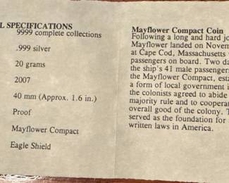 American Mint Mayflower Compact 20 Gram .999 Silver Proof Round