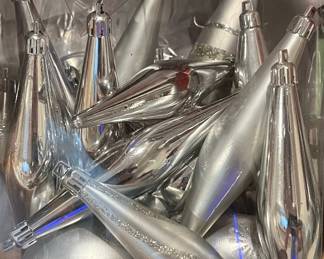 Silver Teardrop and Finial Ornaments with Glitter Accents