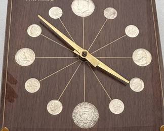 Marion-Kay "Last United States Silver Coinage" Model 72 Walnut Numismatic Clock