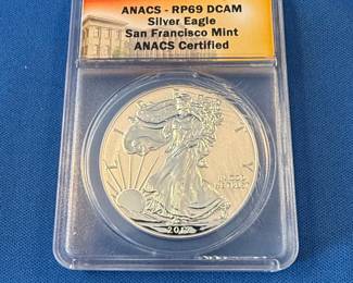 2012-S American Silver Eagle Reverse Proof ANACS RP69 DCAM