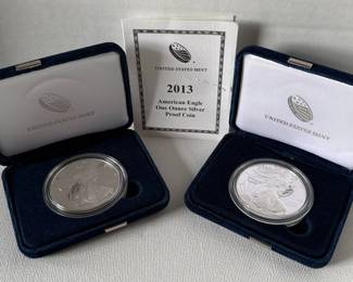 2013 American Eagle One Ounce Silver Proof Coins with COA