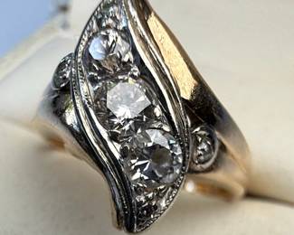 Art Deco Style Diamond Bypass Ring