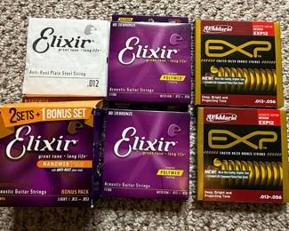 Elixir and D'Addario Acoustic Guitar Strings Lot
