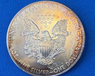 2013 American Silver Eagle with Rainbow Toning