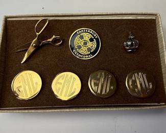 Assorted Vintage Monogrammed Buttons and Pins Set