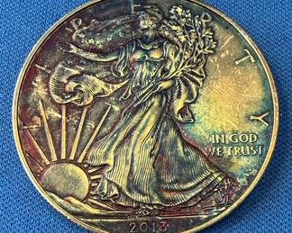 2013 American Silver Eagle with Rainbow Toning