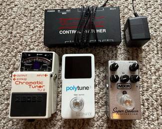 Guitar Effects Pedal Bundle with Boss TU-2, TC Electronic Polytune 3, MXR Super Badass Distortion, and Voodoo Lab Control Switcher