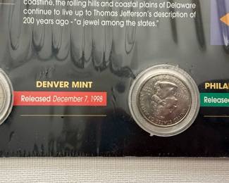 Delaware The First State Colorized State Quarter Set with COA