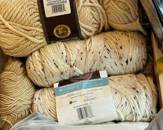 Assorted Yarn Skeins: Lion Brand Hometown USA, Loops & Threads Impeccable Tweed, Red Heart Super Saver, and More