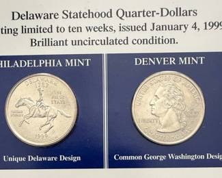 1999 Delaware Statehood Uncirculated Quarter and Stamp Collection