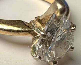 14k Gold Pear Shape Diamond Solitaire Ring