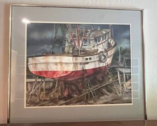 Shrimp Boat in Dry Dock Art
