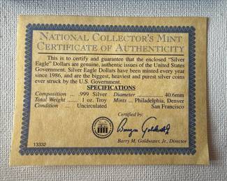 2013 and 2014 American Silver Eagle Coins with National Collector's Mint Display Case with COA