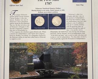 1999 Delaware Statehood Uncirculated Quarter and Stamp Collection