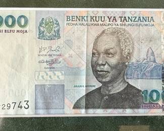 Framed Bank of Tanzania 1000 Shilling Banknote Set