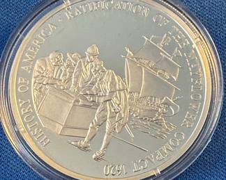 American Mint Mayflower Compact 20 Gram .999 Silver Proof Round