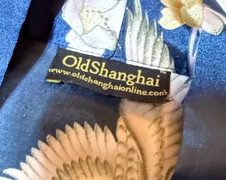 Old Shanghai Crane & Floral Kimono Robe