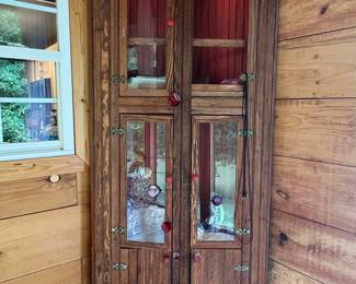 Rustic Corner Display Cabinet