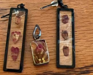 Pressed Flower Resin Jewelry Set