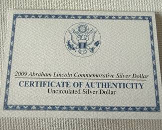 2009 Lincoln Bicentennial Silver Dollar Proof with COA