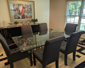 Dining room glass top table w/6 chairs