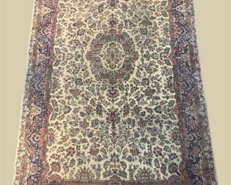 Neutral-toned traditional rug with intricate all-over floral pattern