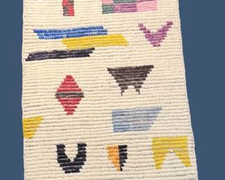 Contemporary ivory rug with playful colorful abstract shapes