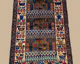 Dark traditional runner with repeating geometric and floral motifs