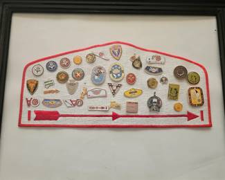 Military pins, framed