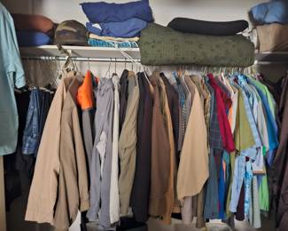Polos, shirts, jackets, dress pants and jeans, Sizes L-XL