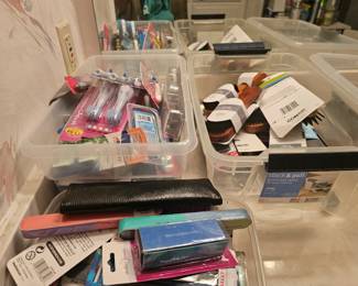 Lots of beauty and cleaning products, combs, razors and more
