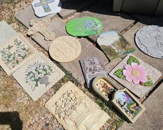 lots of plaques and stepping stones